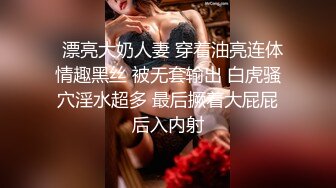   漂亮大奶人妻 穿着油亮连体情趣黑丝 被无套输出 白虎骚穴淫水超多 最后撅着大屁屁后入内射