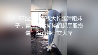   91沈先森深夜大长腿舞蹈妹子，穿上黑丝撕裆翘起屁股摸逼，蹲着特写交大屌